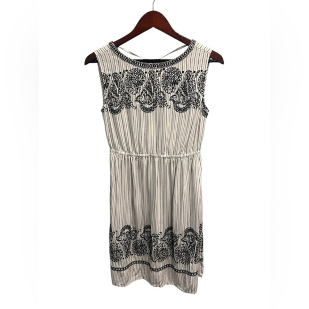 Loft Embroidered Black and White Sleeveless Dress Size SP